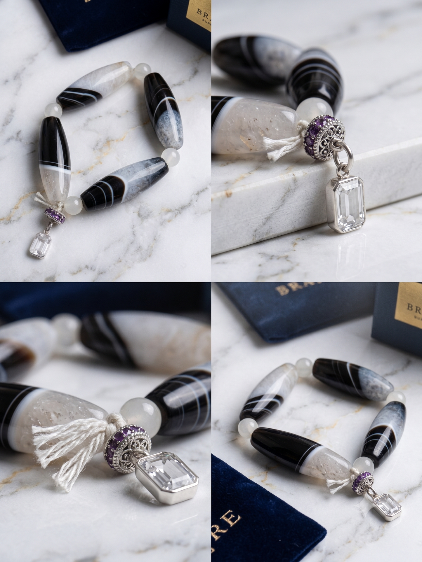 The Tuxedo Agate & Lab-Grown Diamond Drop Bracelet 8.5 mm