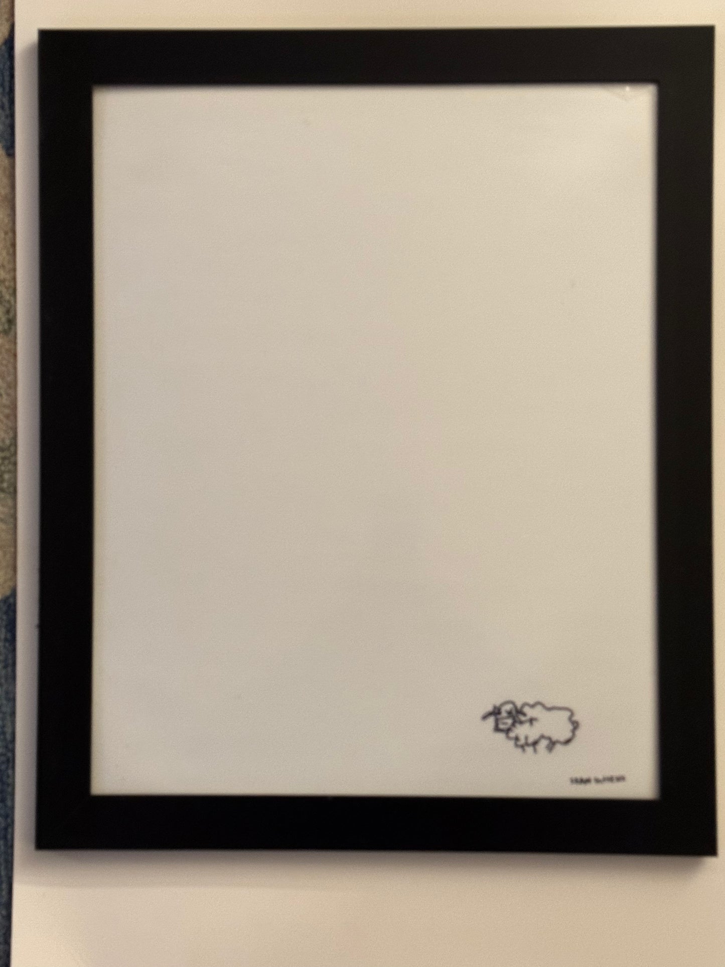 Grey Sheep print, 18" inches by 14" inches, black plexiglass frame, Sean Gittens.