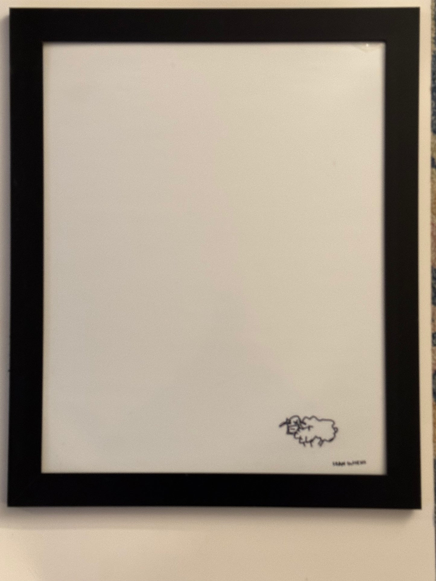 Grey Sheep print, 18" inches by 14" inches, black plexiglass frame, Sean Gittens.