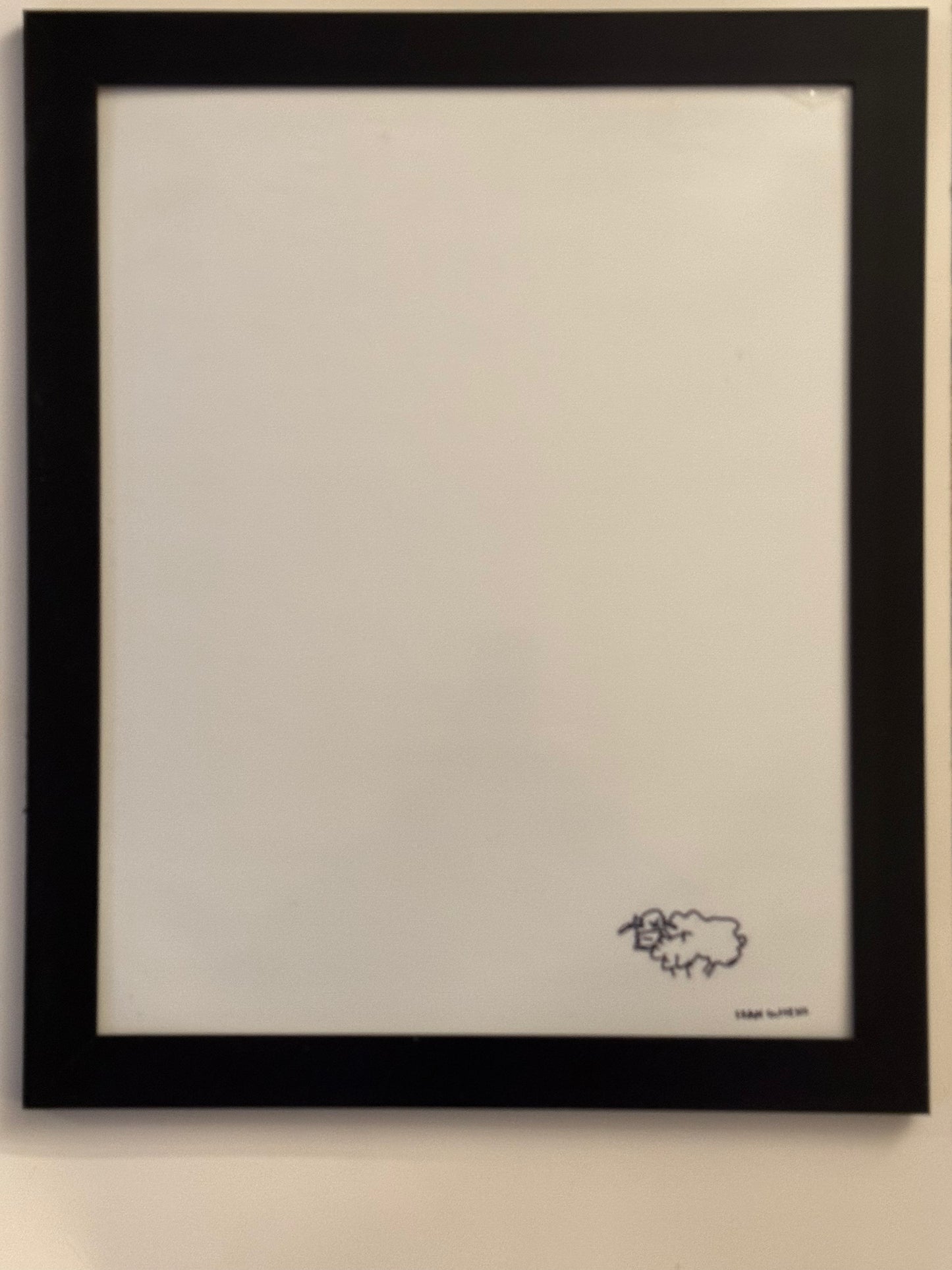 Grey Sheep print, 18" inches by 14" inches, black plexiglass frame, Sean Gittens.