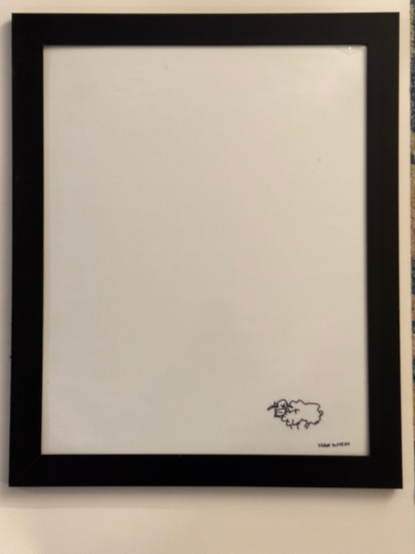 Grey Sheep print, 18" inches by 14" inches, black plexiglass frame, Sean Gittens.
