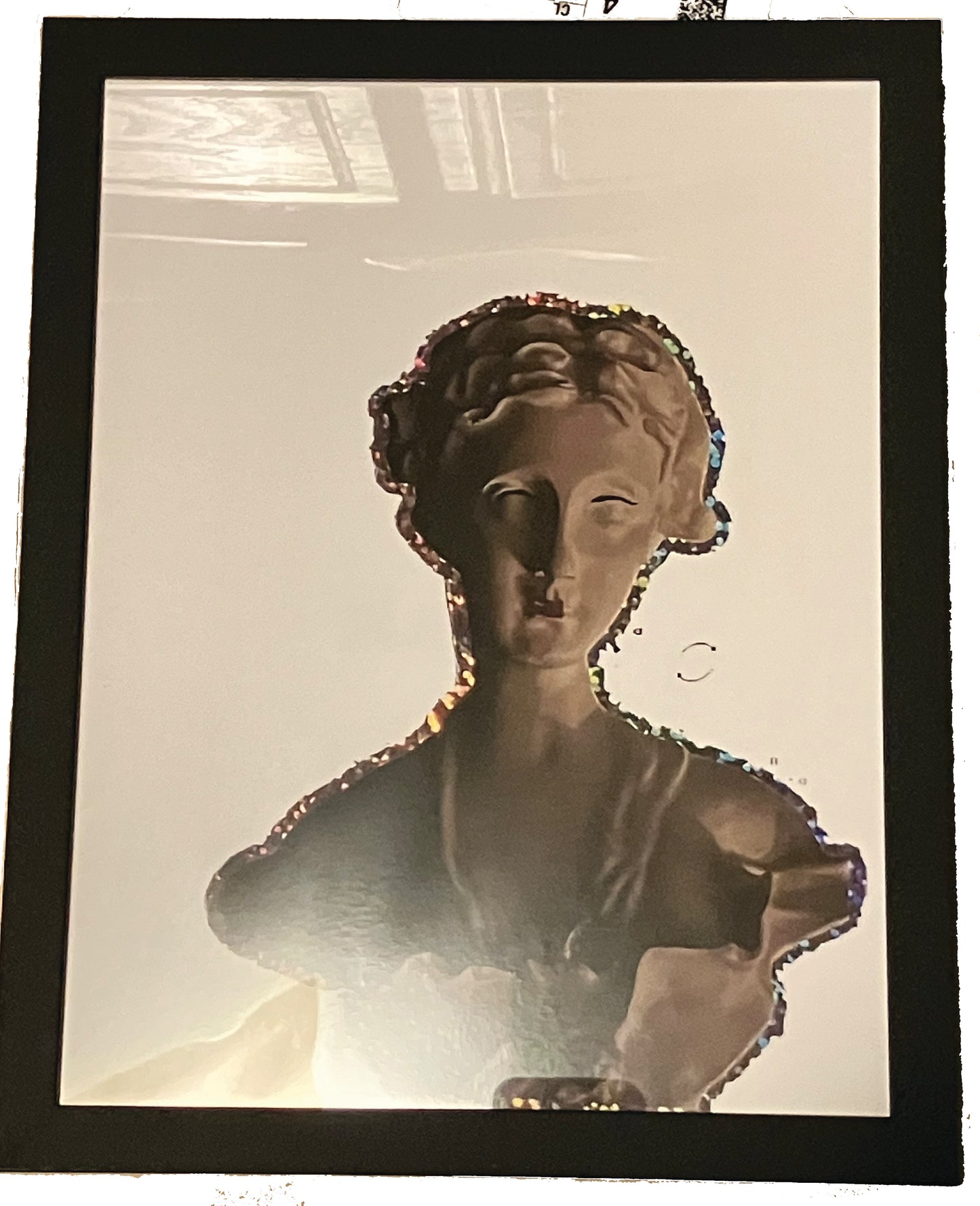Makeup Statue Print of Glossy Sticker, 11.5" inches x 18" inches, Black Frame in plexiglass... 1 of 2 prints printed, Sean Gittens