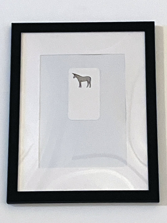 Platinum Color Unicorn Business Card, printed business card,11" inches by 14"  inches Black matted frame,2023, Sean Gittens, Endoky dOT cOm exclusive