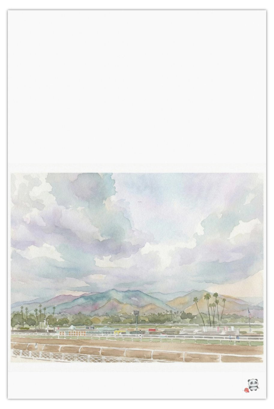Santa Anita AI generated watercolor, Sean Gittens, Endoky.com